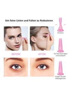 SYOSI Silicone Facial Cupping Therapy Set Eye and Face Vacuum Massage Cup Kit Free Exfoliating Brush with a Sack for Neck Skin Anti-Wrinkle Anti-Aging Effect  - Image 4