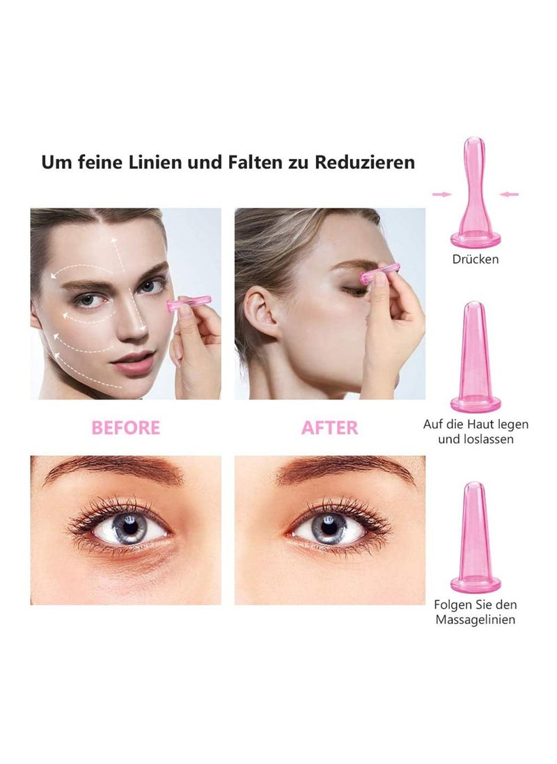 SYOSI Silicone Facial Cupping Therapy Set Eye and Face Vacuum Massage Cup Kit Free Exfoliating Brush with a Sack for Neck Skin Anti-Wrinkle Anti-Aging Effect  - Image 4