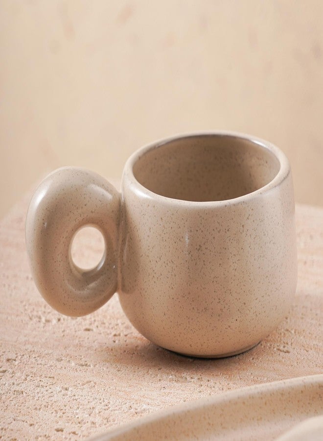 Uaral Ceramic Coffee Mugs Set,Cups Set with Saucer and Spoon for Coffee/Tea Break,Latte Breakfast.10oz Coffee Mug,8inch Ceramic Serving Tray and Spoon.3 Piece,Matte Cream - Image 2
