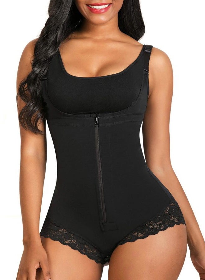SHAPERX Shapewear for Women Tummy Control Fajas Colombianas Body Shaper Zipper Open Bust Bodysuit,AE-SZ7200-Black-S - Image 1
