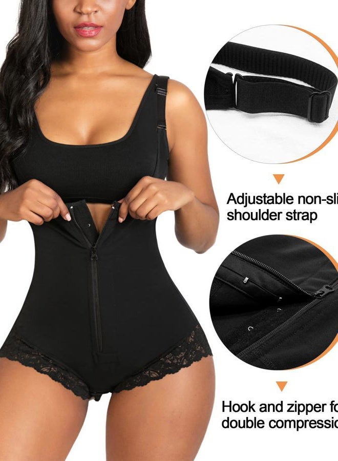 SHAPERX Shapewear for Women Tummy Control Fajas Colombianas Body Shaper Zipper Open Bust Bodysuit,AE-SZ7200-Black-S - Image 3