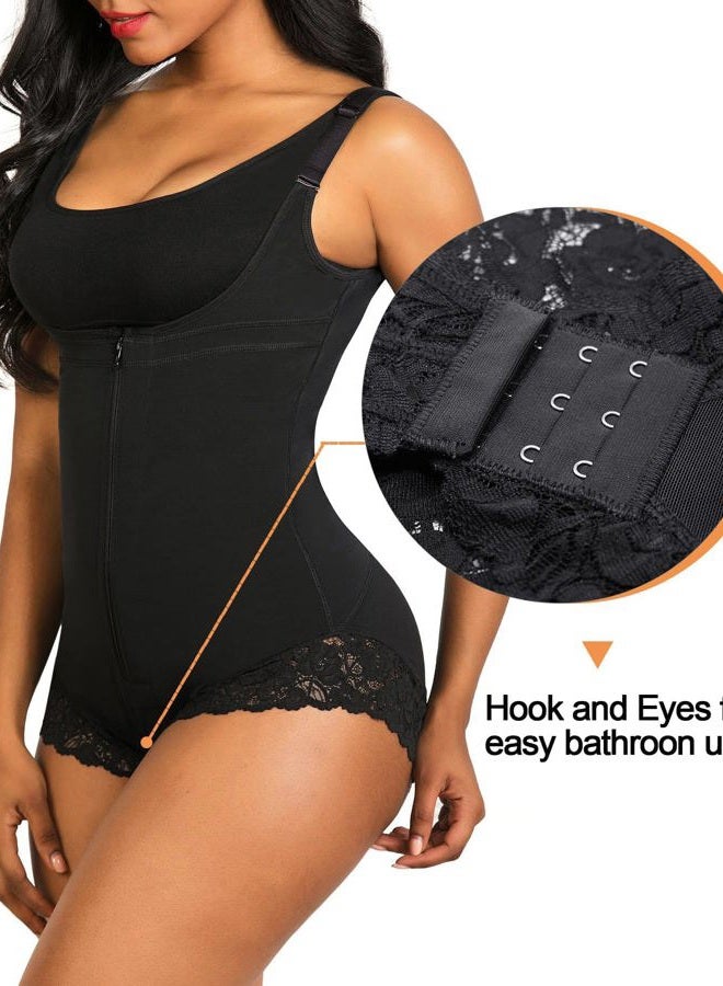 SHAPERX Shapewear for Women Tummy Control Fajas Colombianas Body Shaper Zipper Open Bust Bodysuit,AE-SZ7200-Black-S - Image 4