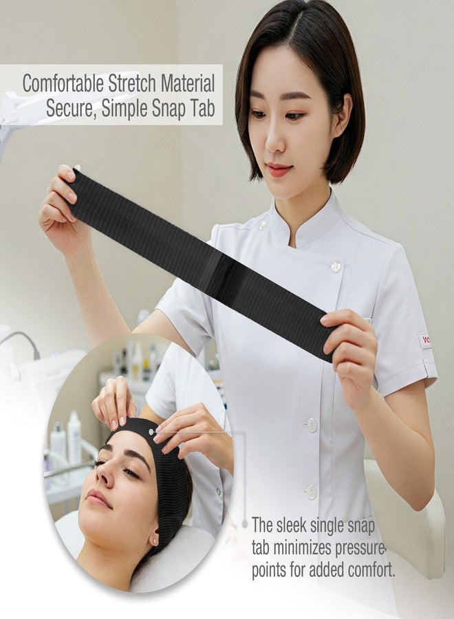 Appearus Professional Disposable Headbands with Single Snap Tab - 100 Pack Individually Wrapped Spa Headbands for Estheticians, Makeup Artists & Salon Professionals, Black - Image 4