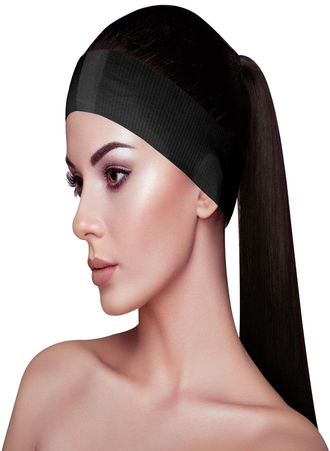Appearus Professional Disposable Headbands with Single Snap Tab - 100 Pack Individually Wrapped Spa Headbands for Estheticians, Makeup Artists & Salon Professionals, Black - Image 1