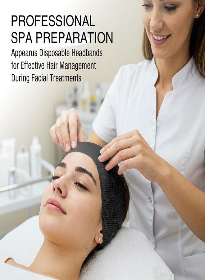 Appearus Professional Disposable Headbands with Single Snap Tab - 100 Pack Individually Wrapped Spa Headbands for Estheticians, Makeup Artists & Salon Professionals, Black - Image 5