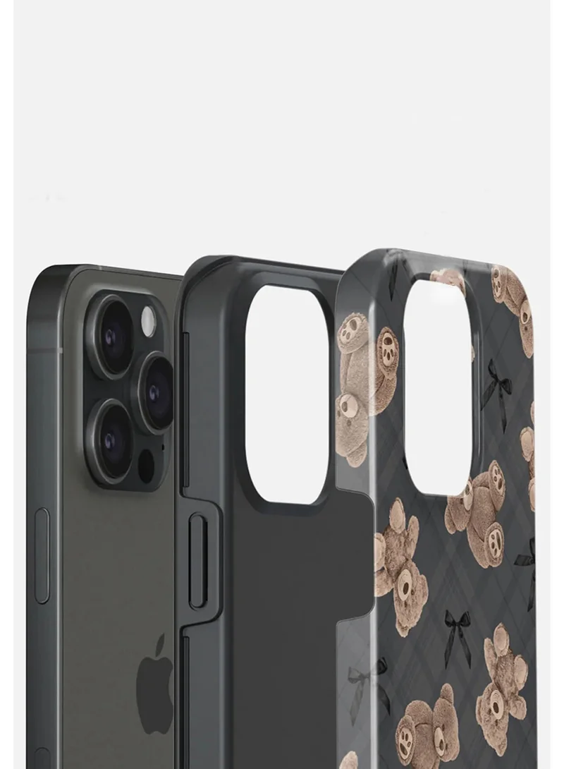 بورجا حافظة هاتف متوافقة مع هاتف iPhone 15 PRO MAX حافظة هاتف محمول هجينة مكونة من طبقتين من السيليكون الصلب حافظة واقية فاخرة مقاومة للخدش BFF Cute Teddy Bears