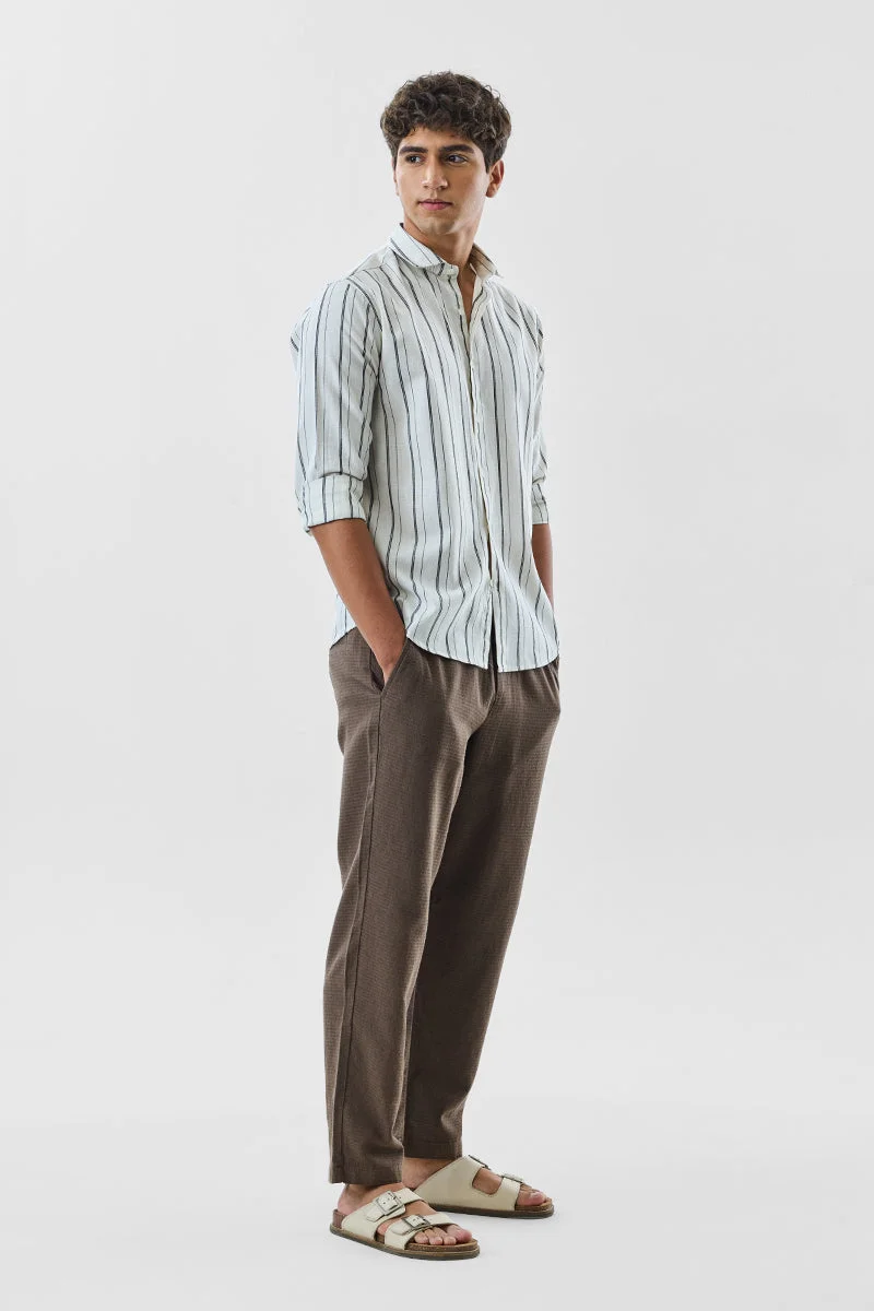 SNITCH Regular Fit Stripes Linen Blend Shirt
