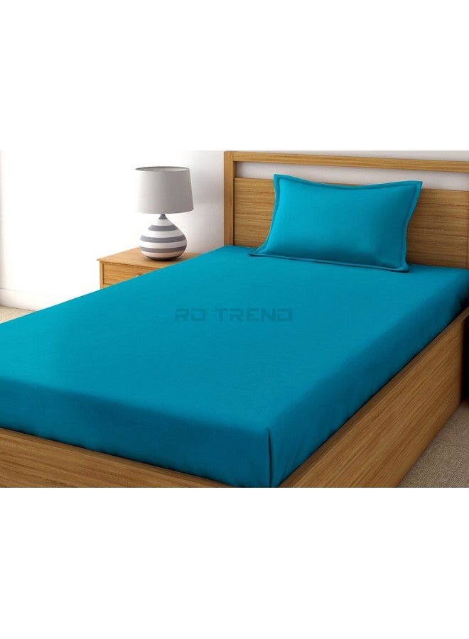 RD TREND® Premium Elastic Fitted Bedsheets for Single Bed Size (72 x 48 x 8 Inches) with 1 Pillow Cover Size (18x28 Inches) Color- Firoji - Image 4