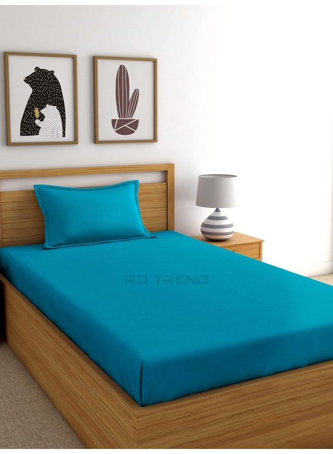RD TREND® Premium Elastic Fitted Bedsheets for Single Bed Size (72 x 48 x 8 Inches) with 1 Pillow Cover Size (18x28 Inches) Color- Firoji - Image 1