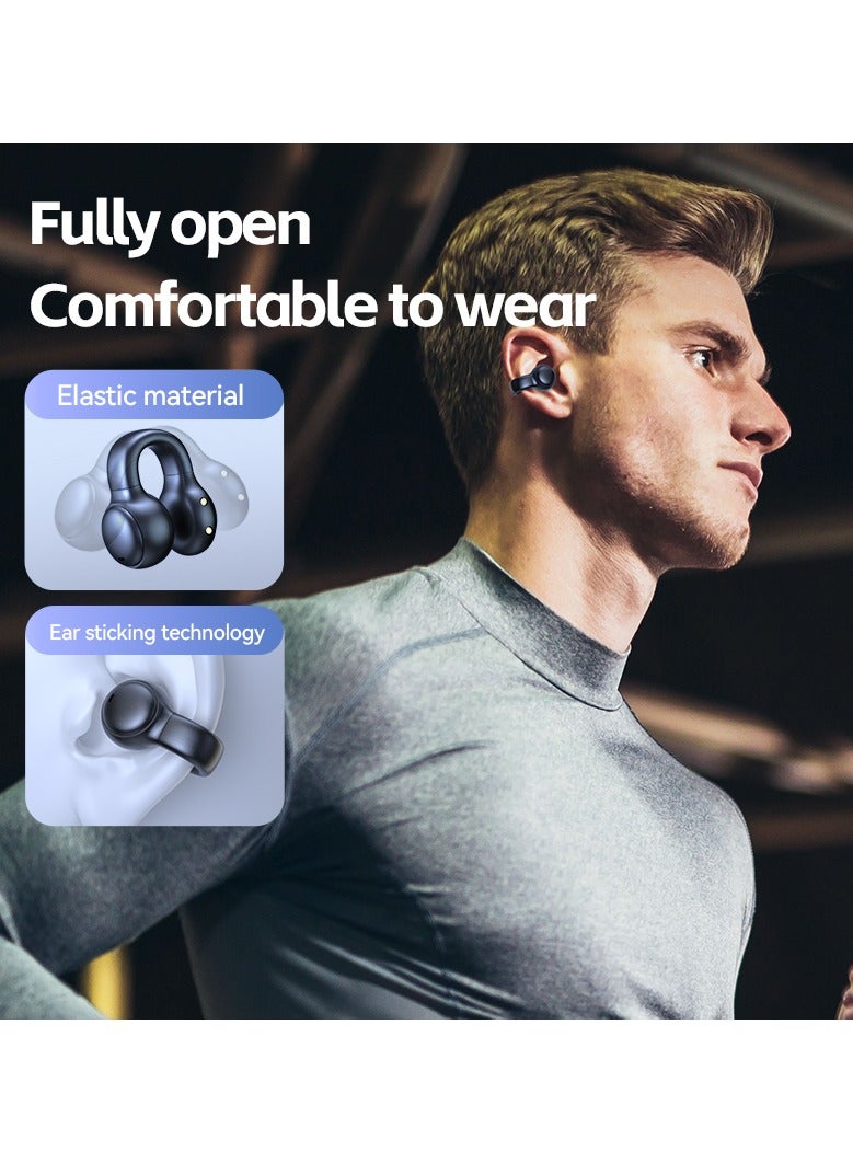 تمويل سماعات أذن لاسلكية، سماعات أذن رياضية بمشبك أذن، مشبك على سماعات أذن بلوتوث لهواتف iPhone Android، سماعات توصيل الهواء، سماعة بلوتوث للجري وركوب الدراجات والتمرين والقيادة - Image 2