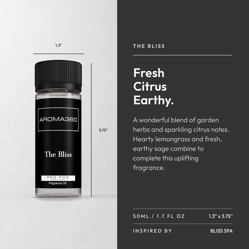 Aroma360  The Bliss Pro-Pod Oil Blend - Hotel Inspired for Luxury Essential Oil Diffusers - Aromatherapy Scent Diffuser Oil - Lemon Zest, Bergamot, and Jasmine - 50 mL, 1.7 fl oz  | Best Price UAE
