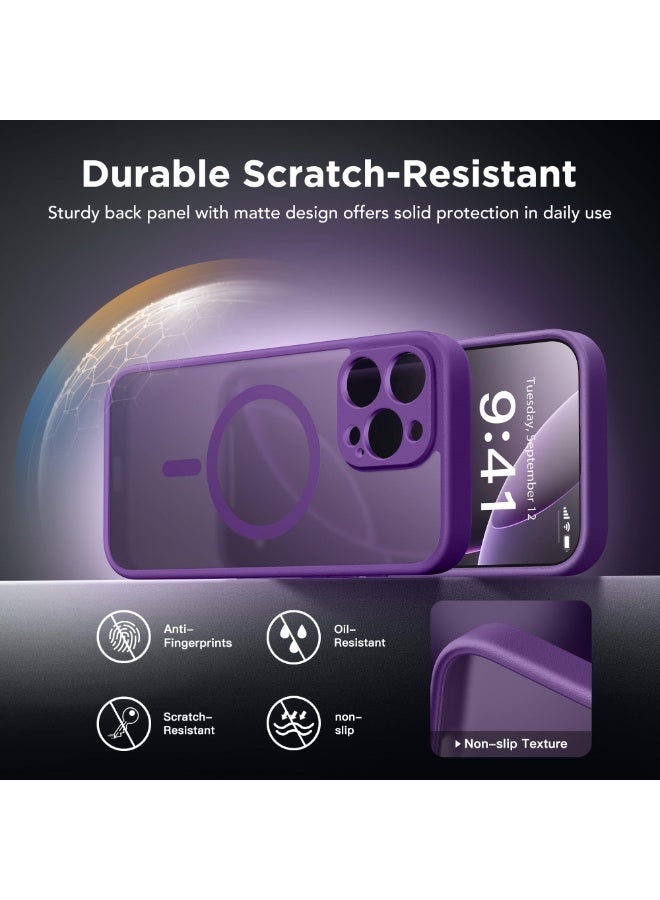 جولبينبوكس جراب مغناطيسي لهاتف iPhone 16 Pro Max مع زر للتحكم في الكاميرا، متوافق مع MagSafe، [حماية كاملة للكاميرا] [واقي شاشة للخصوصية] غطاء هاتف شفاف غير لامع لهاتف iPhone 16 ProMax (أرجواني غامق) - Image 4