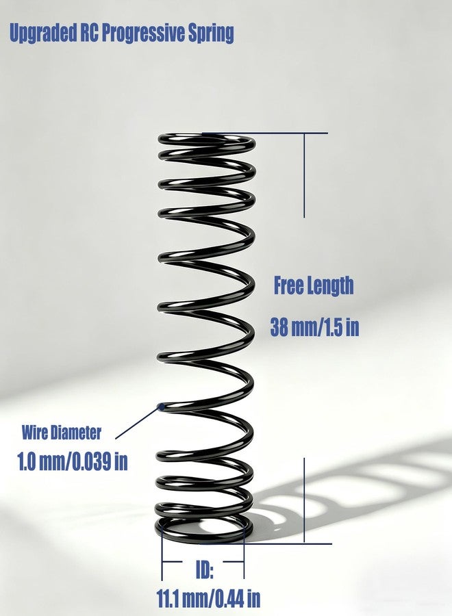 ZRRC RC Progressive Shock Spring Set for Arrma Grom 1/14 Typhon 1/16 Mojave 1/18 Granite, Soft Initial then Stiffer to Prevent Bottom Out, 38mm Upgraded Suspension Springs, Black - Image 2