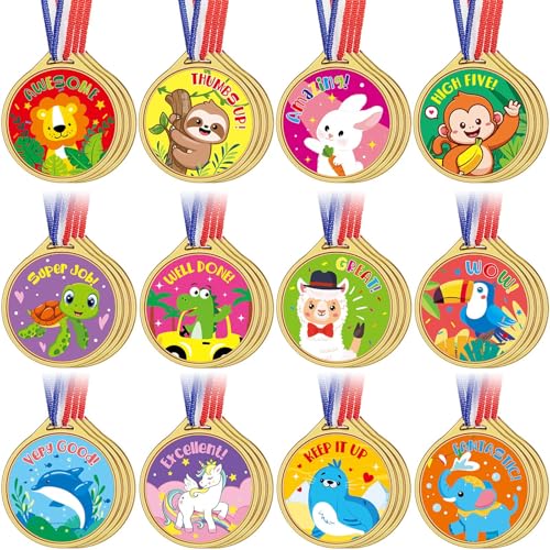 Simgoing 36 Pcs Award Medals Gold Plastic Award Medals Motivational Stickers for Kids Teacher Reward Stickers School Supplies for Sports Party Classroom Motivating and Potty Training Awards (Motivational) - Image 1