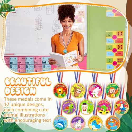Simgoing 36 Pcs Award Medals Gold Plastic Award Medals Motivational Stickers for Kids Teacher Reward Stickers School Supplies for Sports Party Classroom Motivating and Potty Training Awards (Motivational) - Image 4