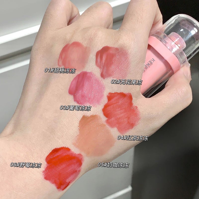 Kekemood Gummy Jelly Lip Glaze Water Gloss Crystal Color Long-Lasting Moisturizing Pouty Lips Student Party Lipstick - Image 5