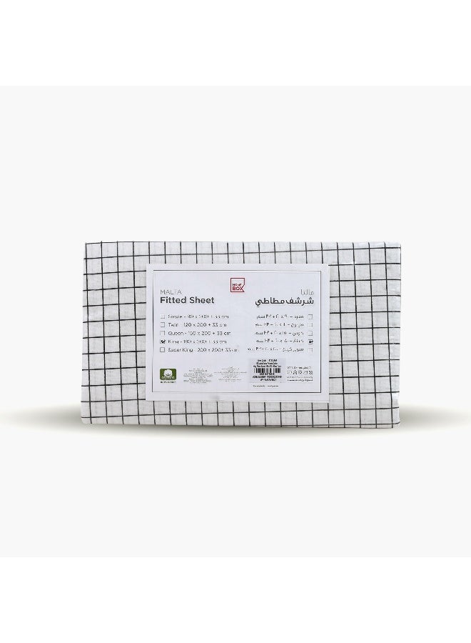 Home Box ملاءة سرير مطبوعة بخطوط مالطا قطن ملكي مقاس 200 x 33 x 150 سم - Image 5