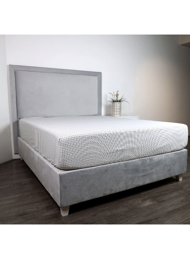 Home Box ملاءة سرير مطبوعة بخطوط مالطا قطن ملكي مقاس 200 x 33 x 150 سم - Image 2