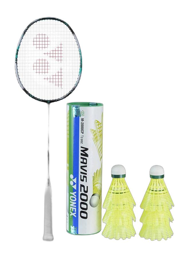 Yonex Astrox 88 Play Black Silver 4U5 + Mavis 2000 Green Cap Slow Badminton Shuttlecock 6 Pack, Yellow Pack - Image 1