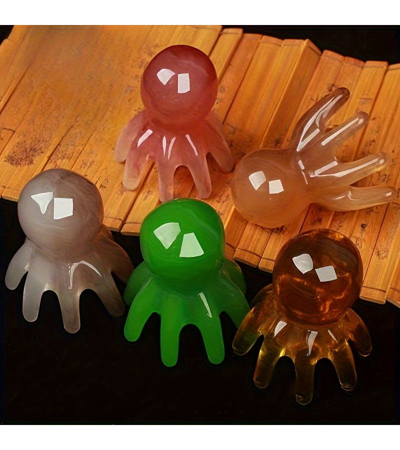 1pc Random Color Octopus Head And Body Relaxing Large Wide Tooth Hair Growth Decompression Tool Portable Acupoint Comb Decorative Ornament Massage Tool Gua Sha Tool - Image 2