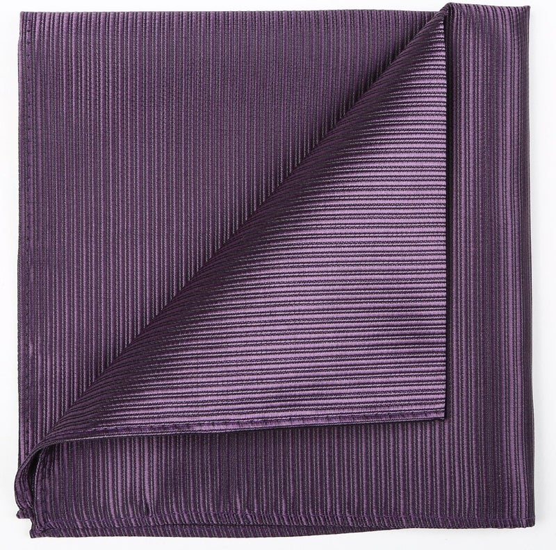 KissTies Plum Tie Set Purple Necktie Solid Striped Ties + Pocket Square - Image 4