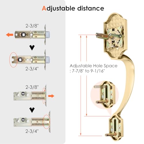 Haidms Gold Front Door Handle and Deadbolt Set, Front Door Lock Set, Gold Entry Door Locksets with Deadbolt Single Cylinder, Exterior Door Handle with Reversible Handle Lever - Image 3
