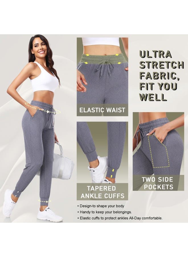 FULLSOFT Sweatpants for Women-Womens Joggers with Pockets Lounge Pants for Yoga Workout Running (Slate Heather, Medium) - Image 4