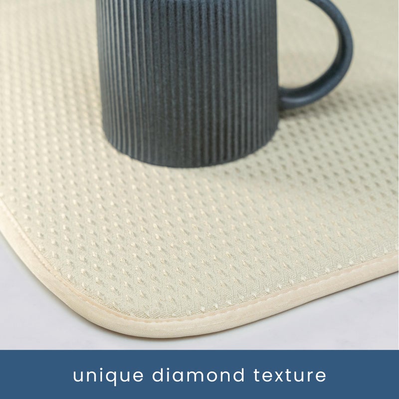 S&T Inc. Dish Drying Mat Xl  18  X 24   Absorbent Microfiber Kitchen Counter Mat  Drying Pad For Dishes  Utensils  Pots And Pans  Extra Large  Diamond Texture  Cream - Image 3