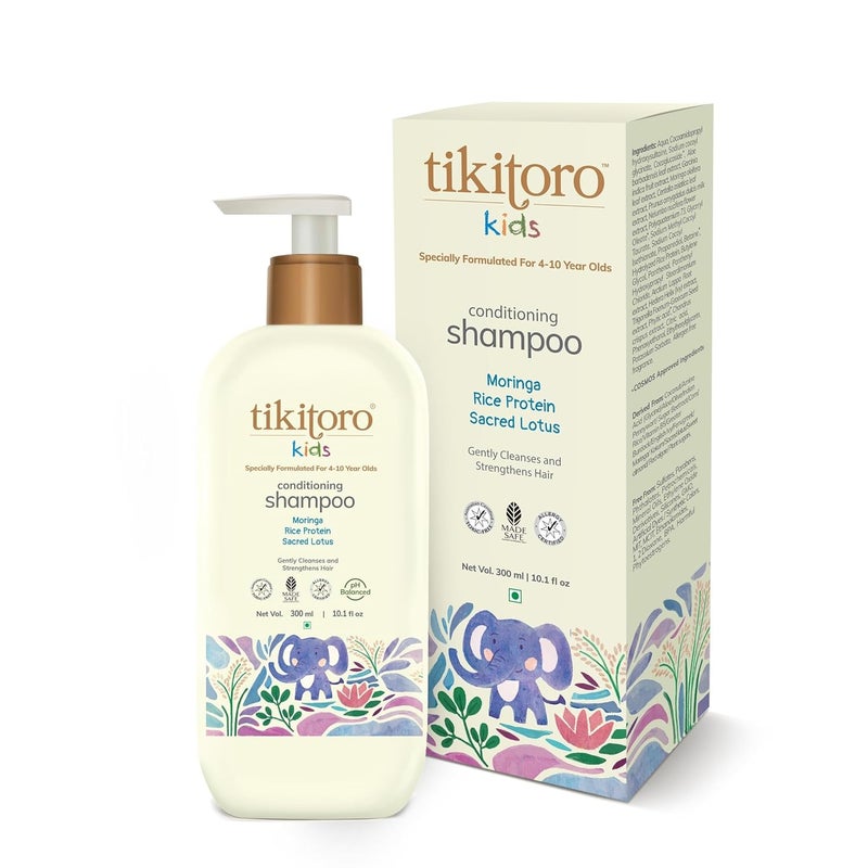Tikitoro Tikitoro Kids Conditioning Shampoo for 410 years pH 55 AllergenFree Moringa Rice Protein Sacred Lotus Extract No Parabens or Sulfates 100 Vegan 300ml x 1  - Image 1