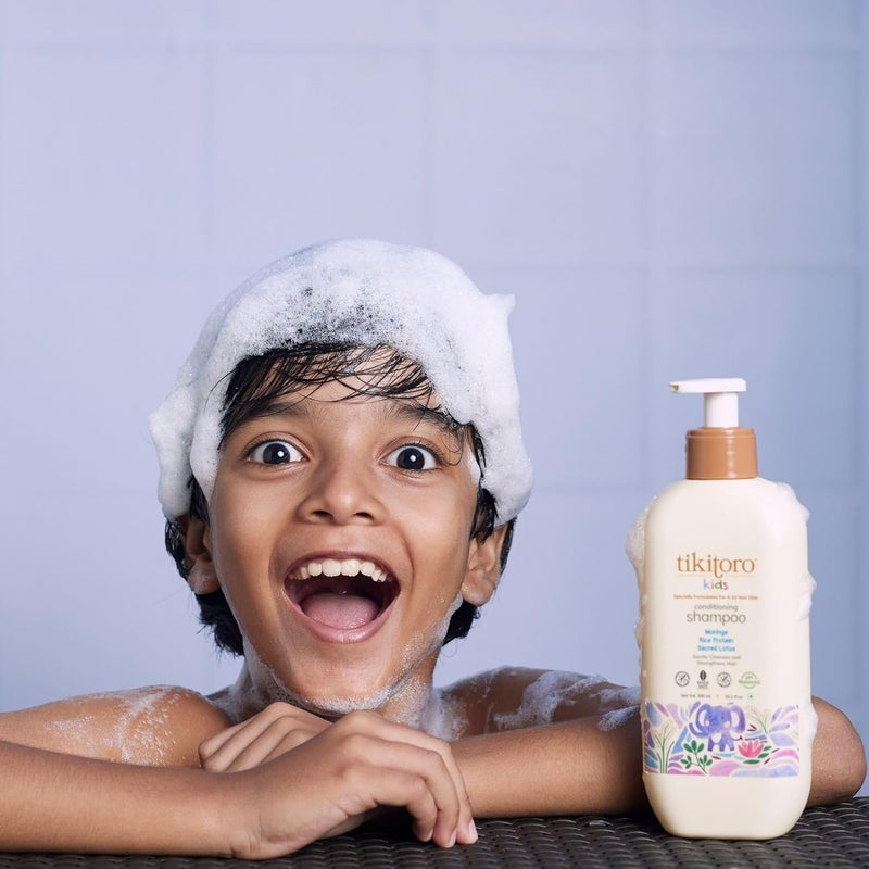 Tikitoro Tikitoro Kids Conditioning Shampoo for 410 years pH 55 AllergenFree Moringa Rice Protein Sacred Lotus Extract No Parabens or Sulfates 100 Vegan 300ml x 1  - Image 2