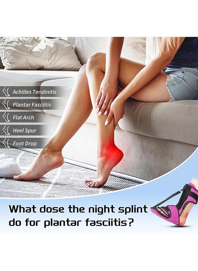 YelaJoy Plantar Fasciitis Night Splint with Massage Ball for Plantar Fasciitis Relief, Soft & Comfortable Foot Brace for Achilles Tendonitis Heal Spur Foot-drop Flat-arch for Women and Men, Pink  - Image 2