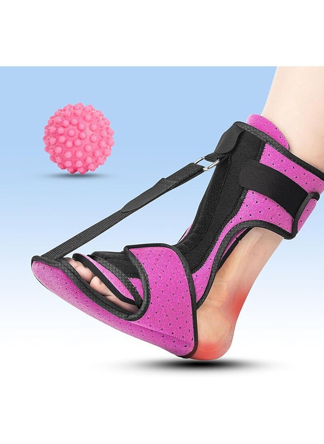 YelaJoy Plantar Fasciitis Night Splint with Massage Ball for Plantar Fasciitis Relief, Soft & Comfortable Foot Brace for Achilles Tendonitis Heal Spur Foot-drop Flat-arch for Women and Men, Pink  - Image 1