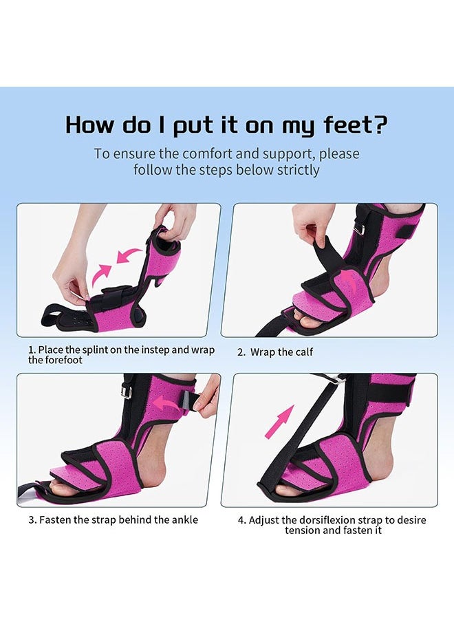 YelaJoy Plantar Fasciitis Night Splint with Massage Ball for Plantar Fasciitis Relief, Soft & Comfortable Foot Brace for Achilles Tendonitis Heal Spur Foot-drop Flat-arch for Women and Men, Pink  - Image 4