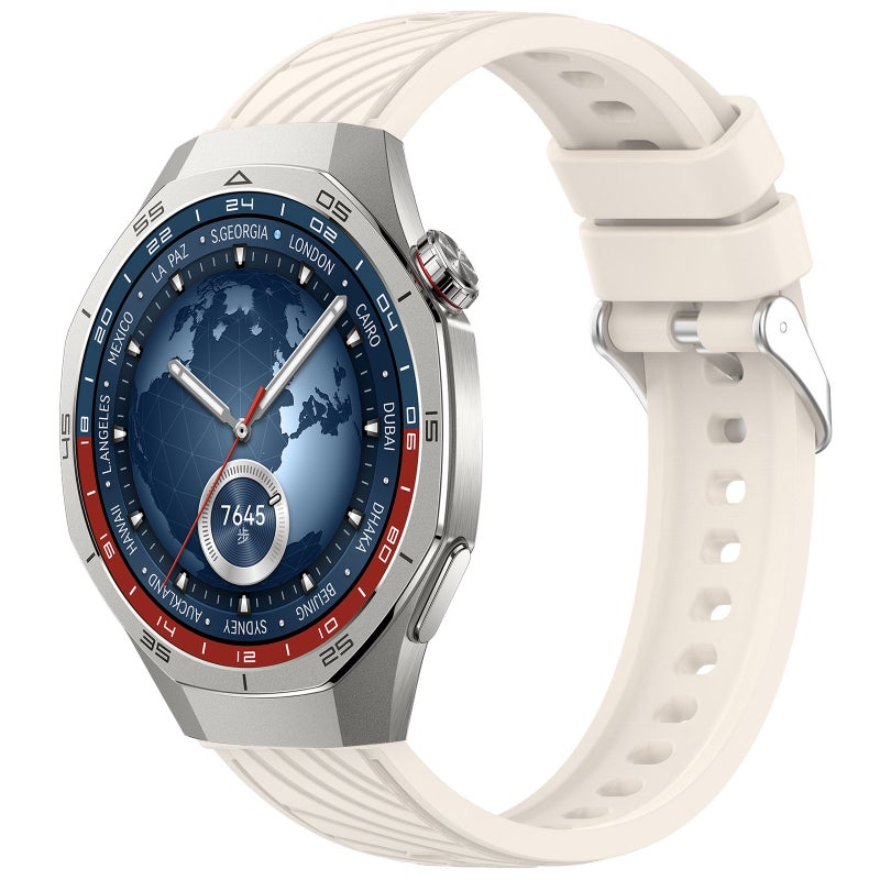 إيروريكس لساعة هواوي واتش جي تي 5 برو 46 مم، سوار سيليكون سريع الفك، بتصميم خطوط، (ستارلايت) - Image 1