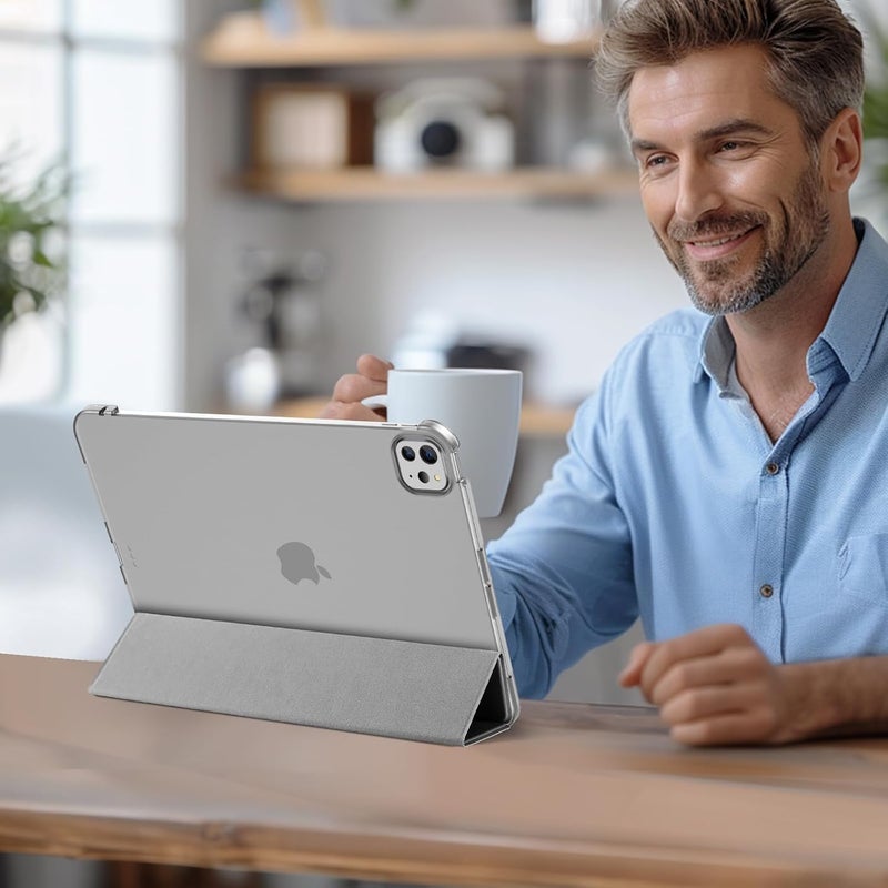 Procases Smart Case For Ipad Pro 11 Inch Case M4 2024 Model: A2836/A2837/A3006 , Slim Folio Stand Hard Back Shell Protective Tablet Cover For 5Th Generation Ipad Pro 11" M4 2024 -Grey - Image 5