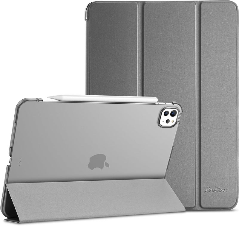 Procases Smart Case For Ipad Pro 11 Inch Case M4 2024 Model: A2836/A2837/A3006 , Slim Folio Stand Hard Back Shell Protective Tablet Cover For 5Th Generation Ipad Pro 11" M4 2024 -Grey - Image 1