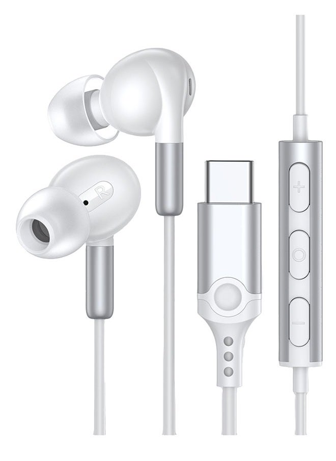Letv Typec Wired In-Ear Noise Cancelling Digital Headphones For Iphone15/IPAD/Huawei/Samsung-White  - Image 1