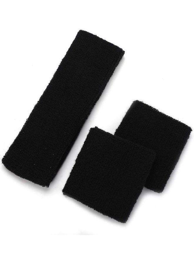 NIBEMINENT 3-Piece Sweat-Absorbent Cycling Wrist And Headband Set 17x5cm  - Image 2