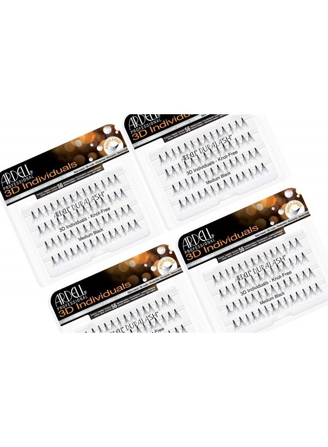 3D Individuals Medium Black False Lashes x 4 packs