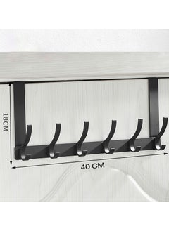 Hanayo Over the door hooks for bathroom with 6 coat hooks door hook for clothes towels hats and bags bedroom storage hanger hooks wall hanger hooks home door back storage rack excellent load-bearing capacity Hanger Black  - Image 4