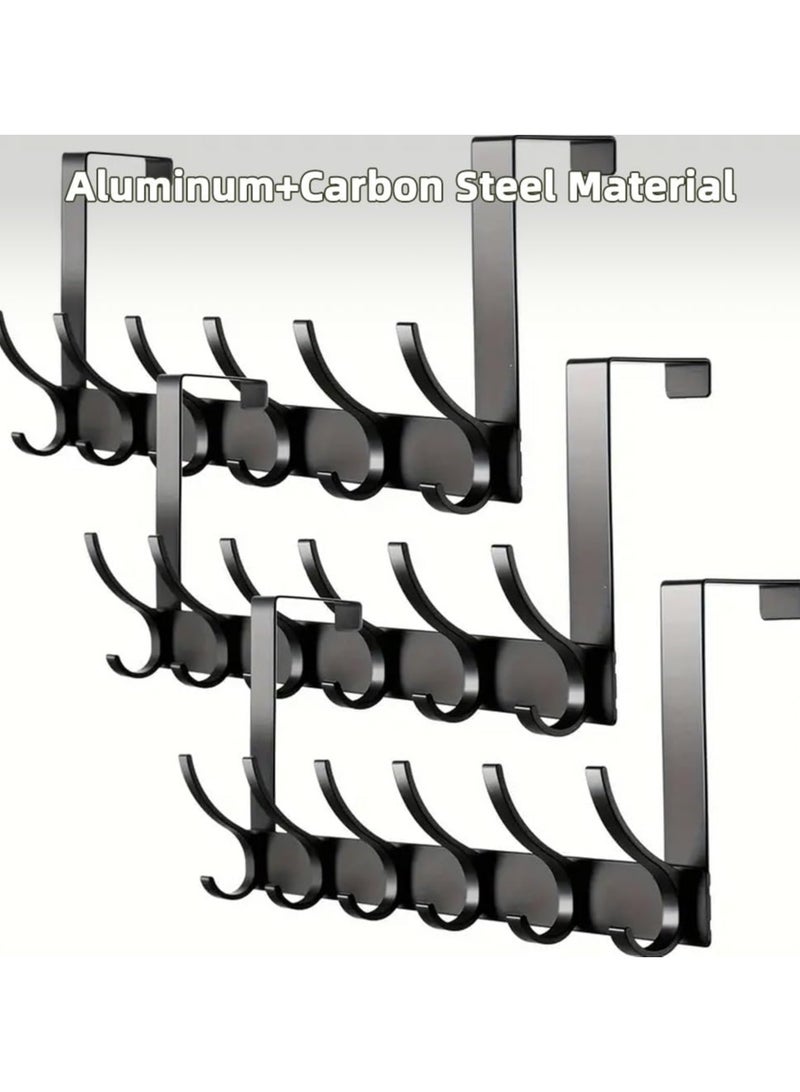 Hanayo Hooks Over the Door Hooks with 6 Hanging Hooks Coat Hooks Door Hanger for Clothes Towels Hats and Bags Bedroom Storage Hanger Hooks Excellent Load-bearing Capacity Hanger(Black) - Image 5