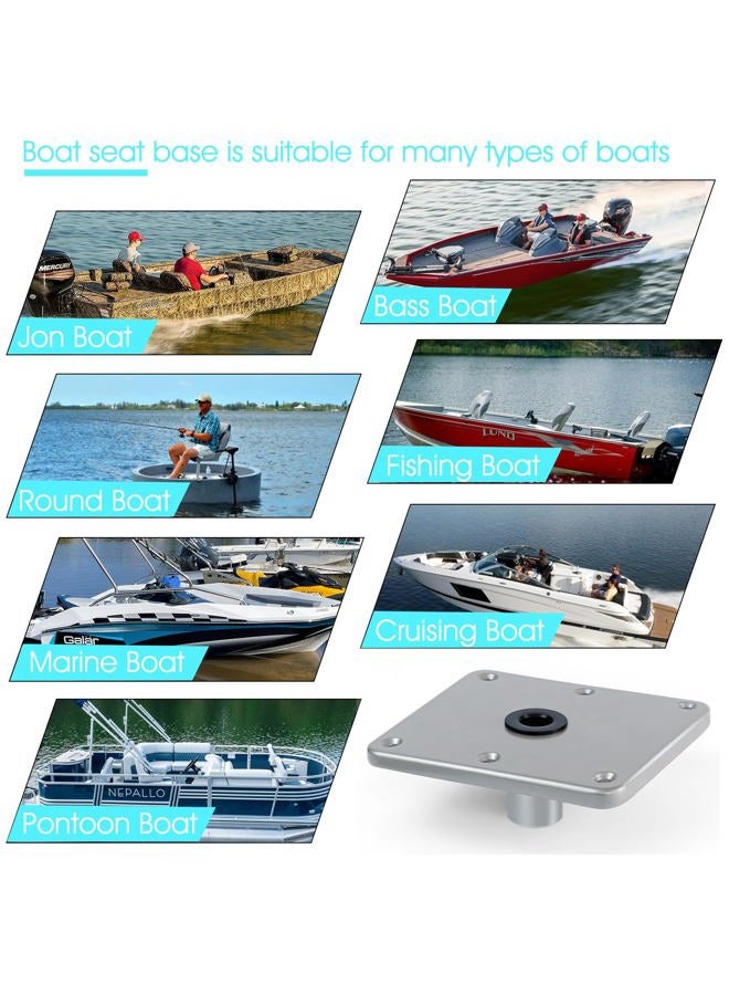 CLLOMAGY Boat Seat Base,Boat Seat Pedestal for 3/4" Boat Seat Pin Post Socket, 7" x 7" Aluminum Marine Boat Seat Pedestal Base Bracket for Most Marine Fishing Pontoon Boat Seat Mount - Image 4
