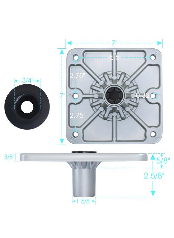 CLLOMAGY Boat Seat Base,Boat Seat Pedestal for 3/4" Boat Seat Pin Post Socket, 7" x 7" Aluminum Marine Boat Seat Pedestal Base Bracket for Most Marine Fishing Pontoon Boat Seat Mount - Image 3