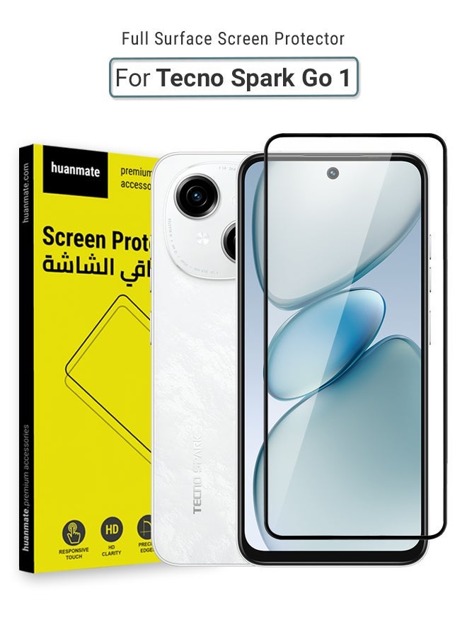 huanmate Tecno Spark Go 1 Screen Protector – Premium Edge to Edge Tempered Glass, High Transparency, Delicate Touch, Anti-Explosion, Smooth Arc Edges, Easy Installation - Image 1