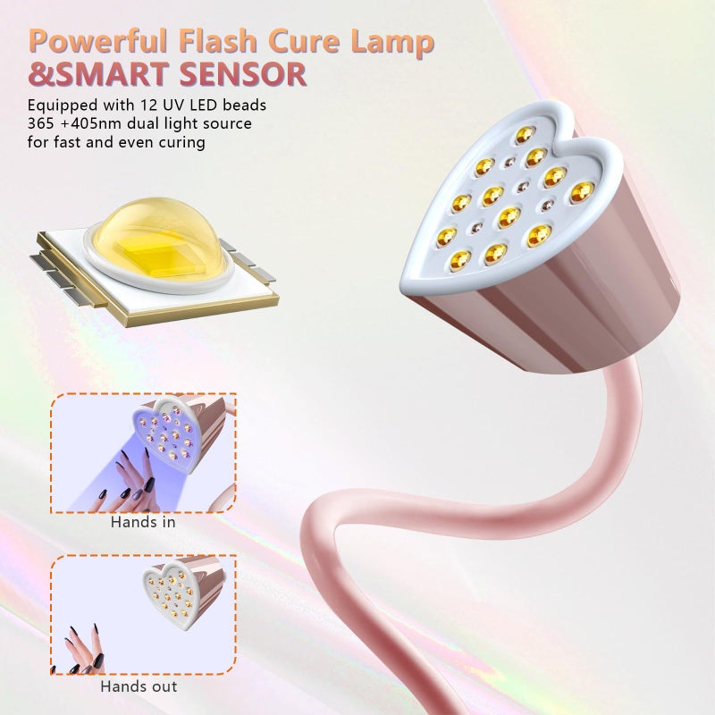 BETE Mini UV Nail Lamp Flash Cure Gel Nail Polish, 360Â° Foldable Gooseneck UV LED Nail Lamp with Smart Sensor, USB Portable Cordless 30W Rechargeable Nail Dryer with 3 Timers for Salon Home DIY - Image 2
