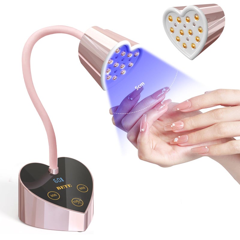 BETE Mini UV Nail Lamp Flash Cure Gel Nail Polish, 360Â° Foldable Gooseneck UV LED Nail Lamp with Smart Sensor, USB Portable Cordless 30W Rechargeable Nail Dryer with 3 Timers for Salon Home DIY - Image 1