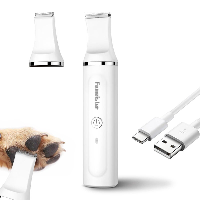 Fumeister Dog Clippers for Grooming, Cordless Waterproof Dog Hair Trimmer with Type-C Charging, Low Noise for Trimming Cats & Dogs' Specific Areas Around Paws, Eyes & More (White) - Image 1