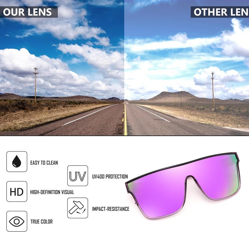 FEISEDY Fashion Flat Top Sunglasses Trendy Oversized Square Shades Women Men UV400 B2996 - Image 4