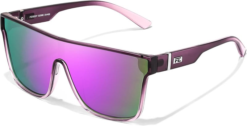 FEISEDY Fashion Flat Top Sunglasses Trendy Oversized Square Shades Women Men UV400 B2996 - Image 1