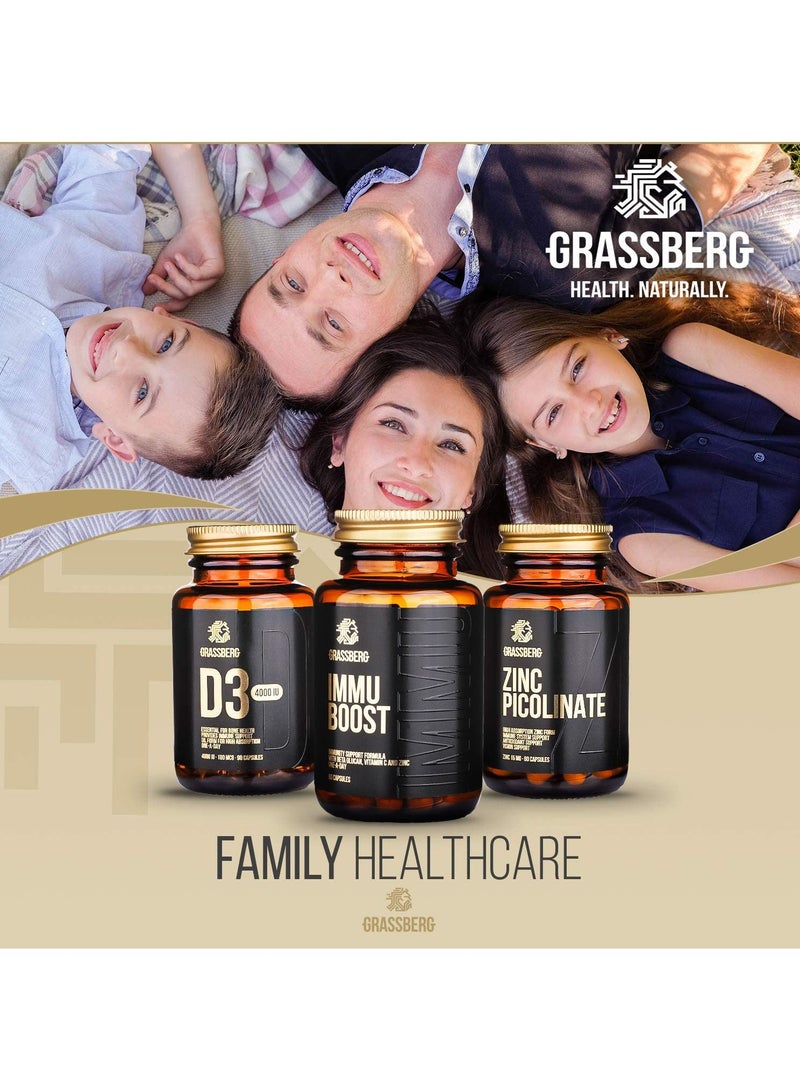 GRASSBERG Immu Boost, Immunity booster supplement with Vitamin C, Zinc and Bita Glucan - 60 Capsules - Image 5